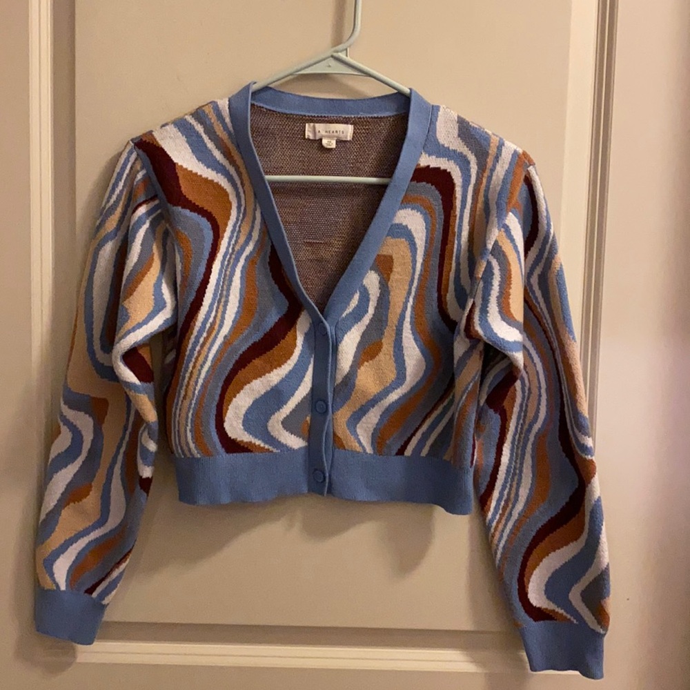 LA Hearts Blue and Brown Sweater